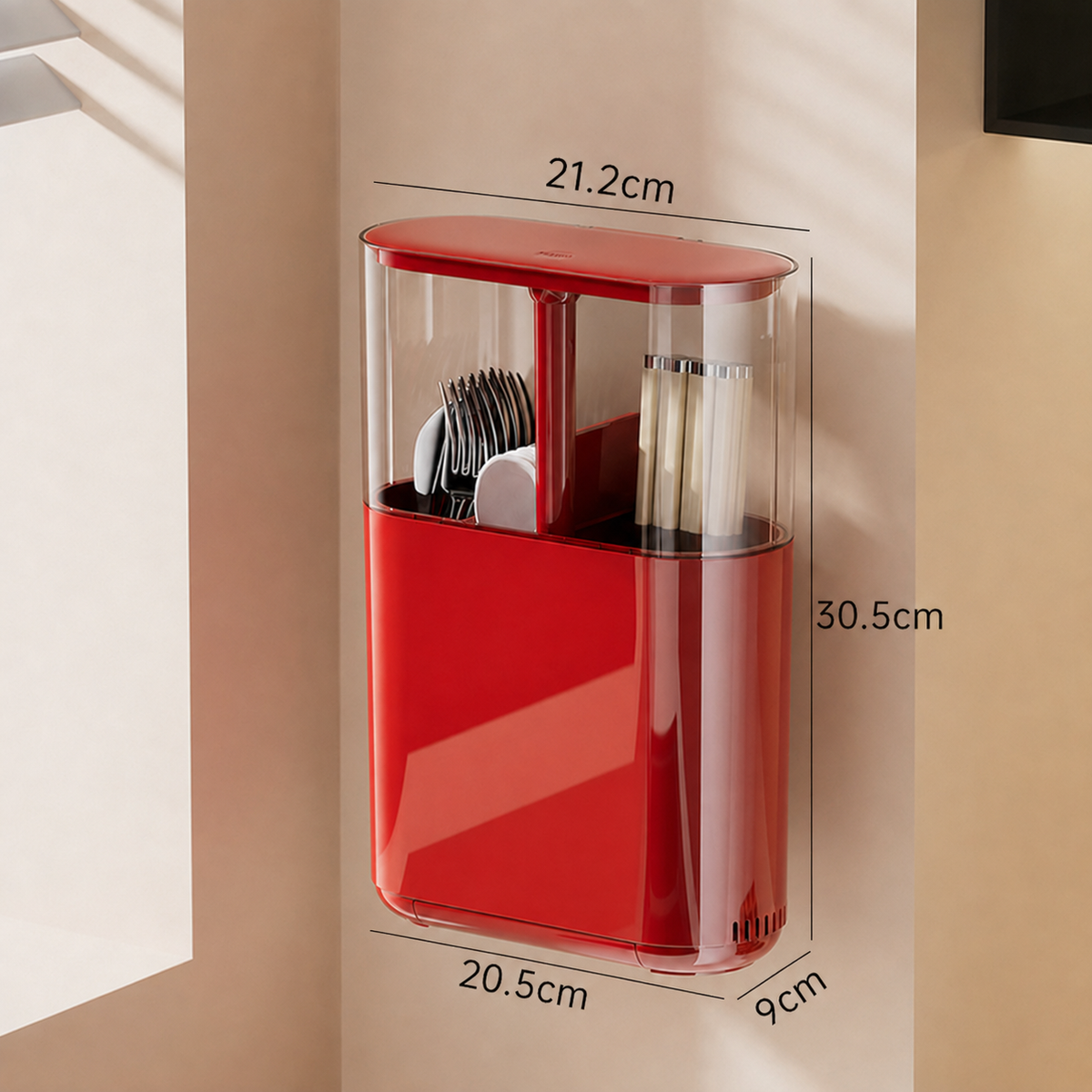 Wall-Mounted Lift-Up Utensil Organizer