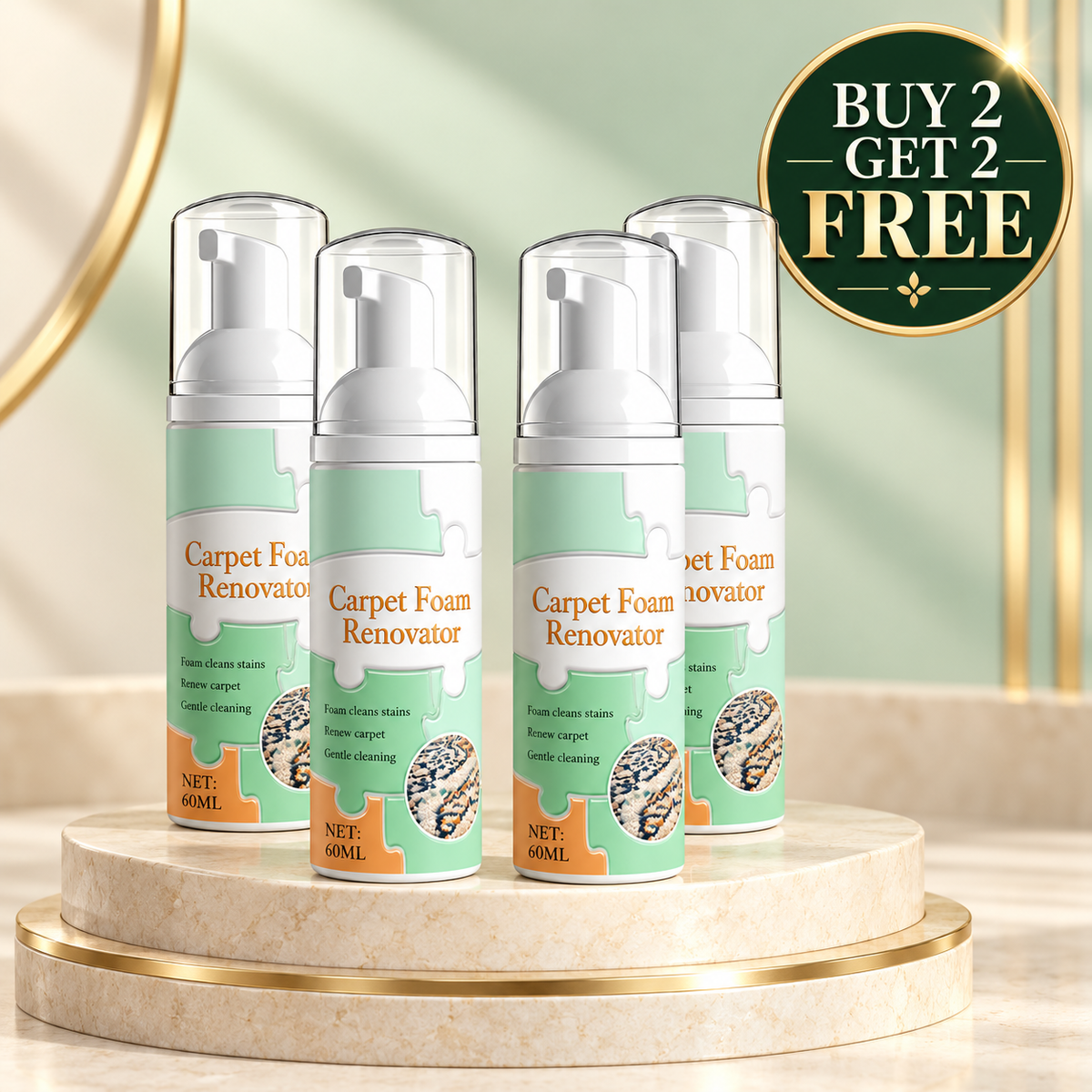 Waterless Carpet Foam Stain Remover with Towel